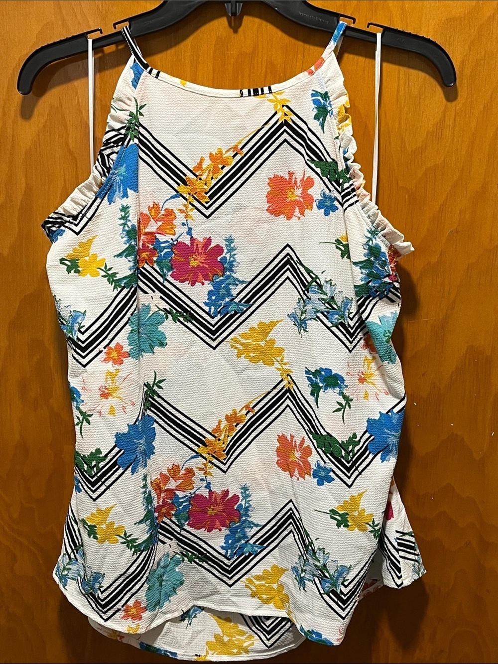 Candie's Multicolor Floral Chevron Halter Camisole on White